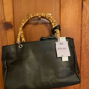 Alessi Black Tote with Bamboo Handles